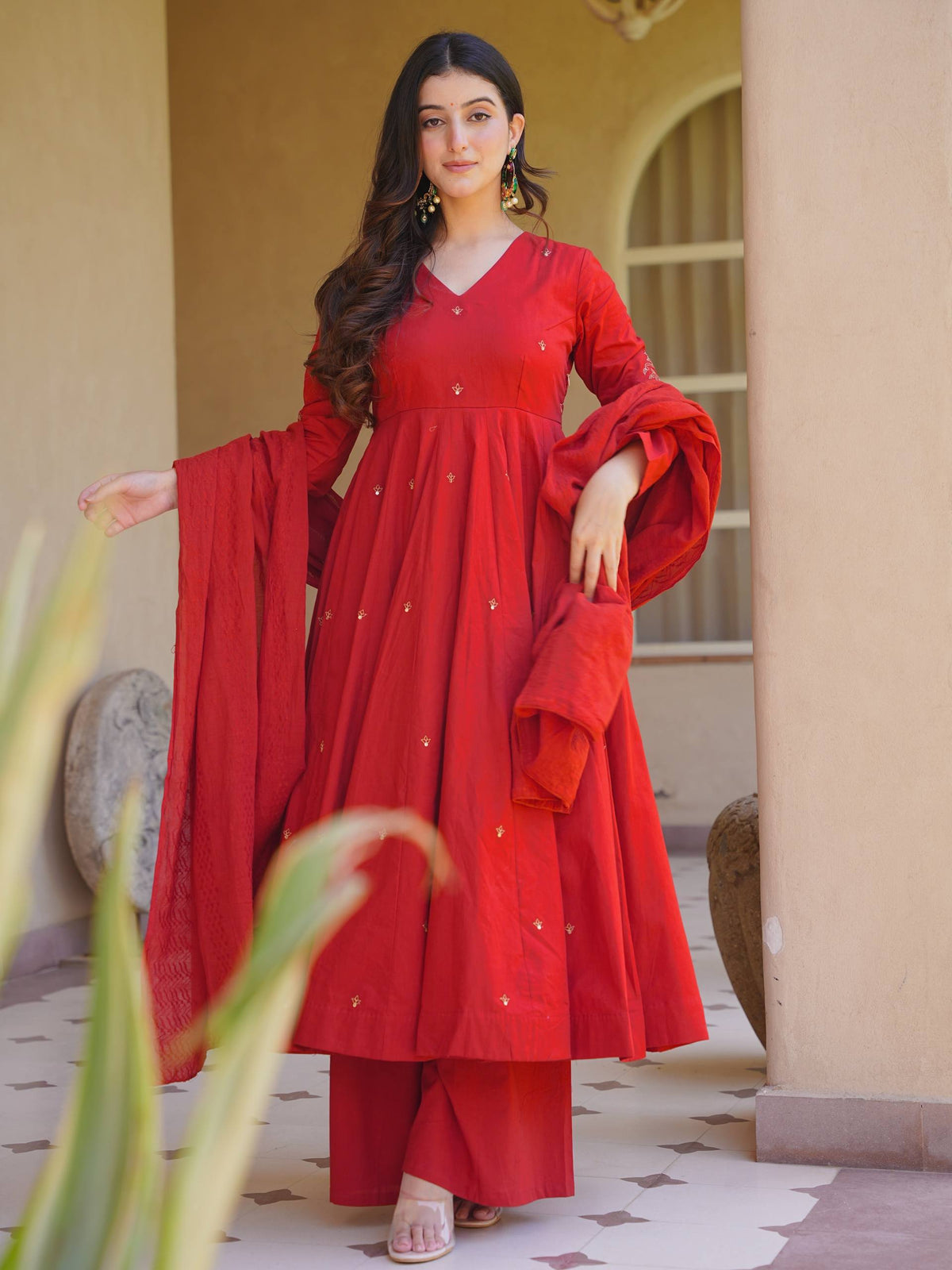 Party Wear Heavy Embroidery Work Silk Anarkali Suit