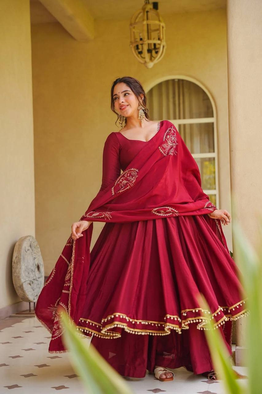 Wedding Wear Pink Color Heavy Roman Silk Anarkali Palazzo Set