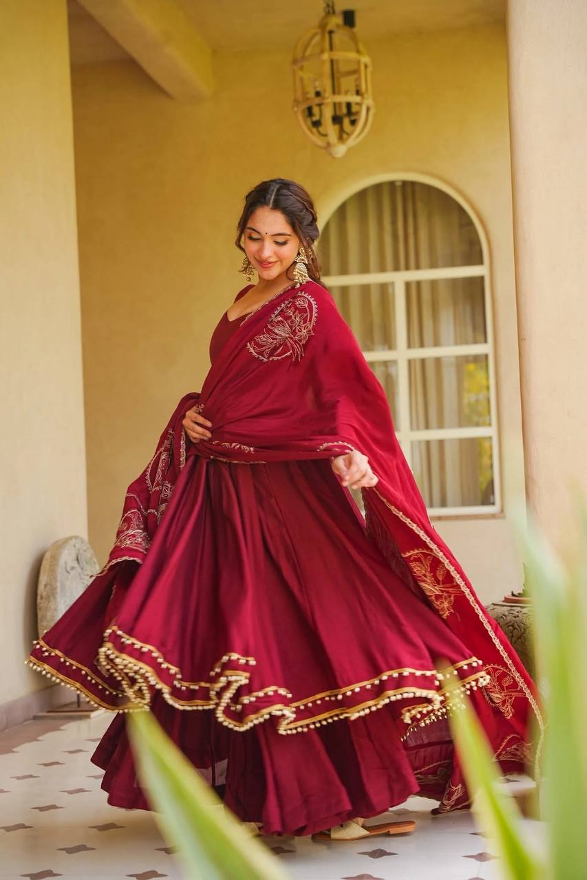 Wedding Wear Pink Color Heavy Roman Silk Anarkali Palazzo Set