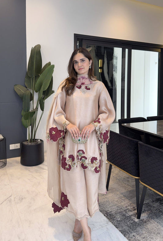Elegant Blossom Silk Ensemble for Every Occasion | Sharara Set For Women