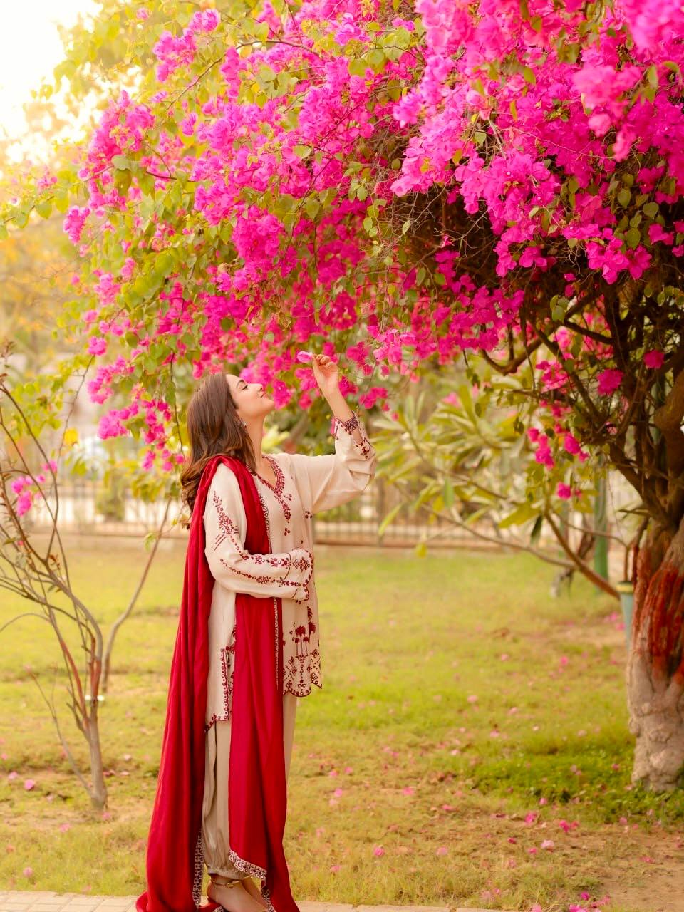 Function Wear Pink Color Thread Work Top With Harem Salwar Suit