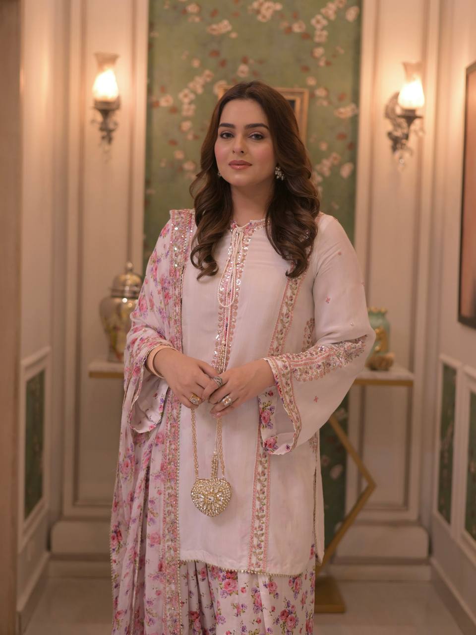 Wedding Wear Off White Crepe Embroidered Farshi Pant