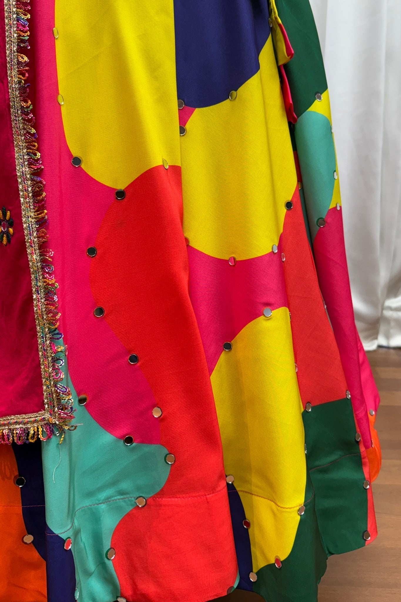 Beautiful Multi Color Designer Maslin Traditional Navratri Special Lehenga Choli - ETHNICDEAL