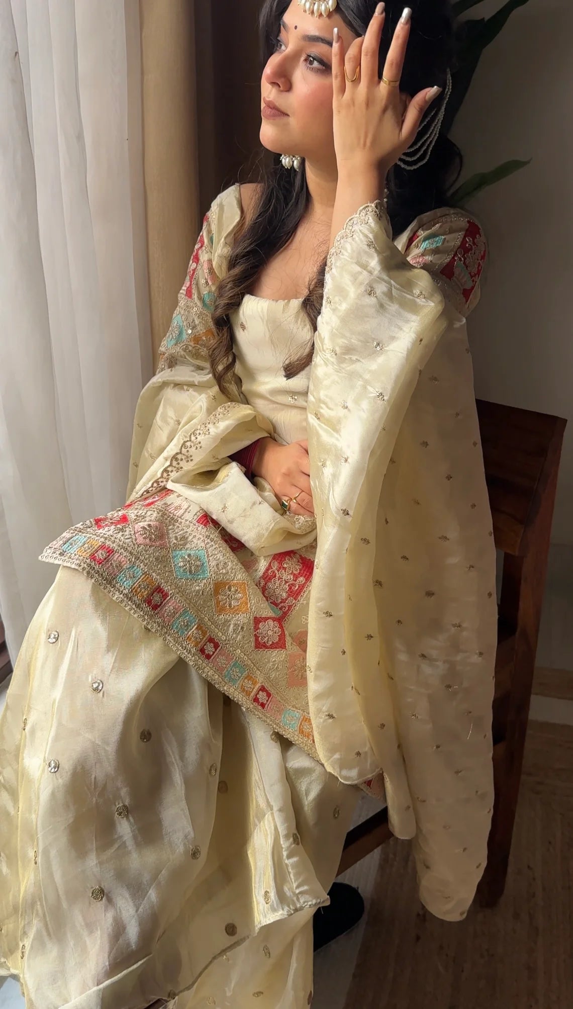 Wedding Wear Ivory Kurti Sharara Set For Women | Festive & Mehendi Wear Dress | Sharara Set For Women
