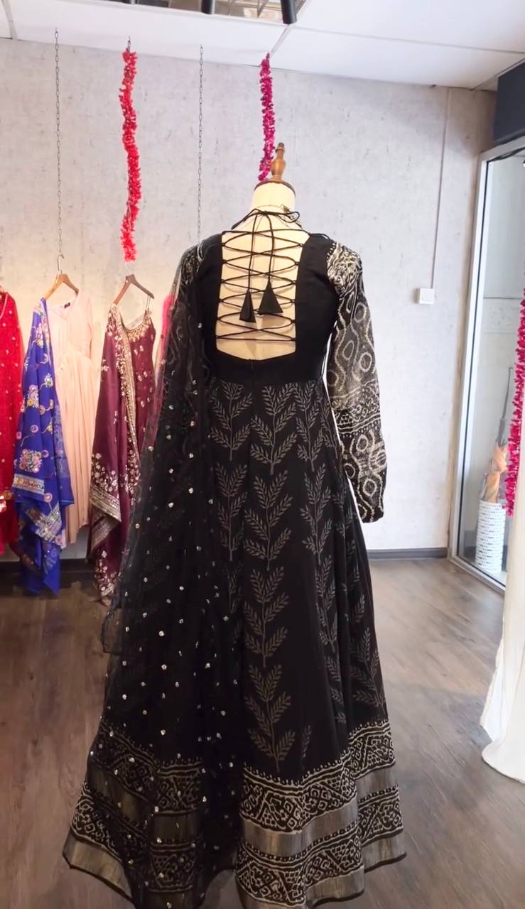 Party Wear Navy Blue Anarkali Gown For Women