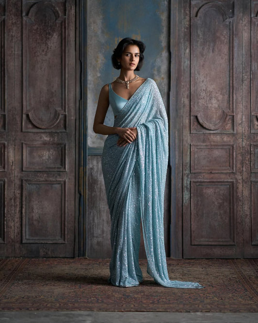 Bollywood Style Sequin Saree for Women | Fancy Festive Wear Saree