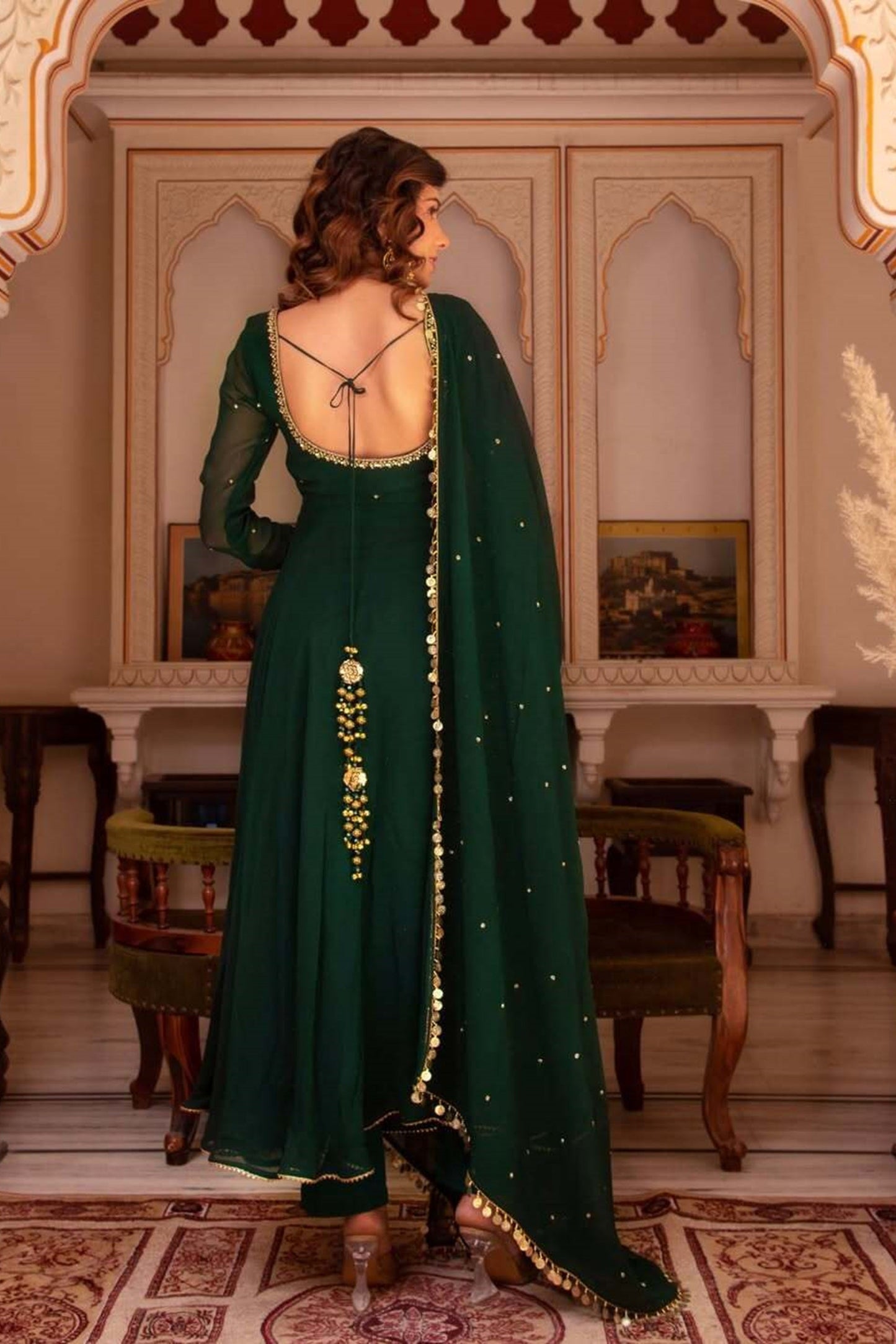 Trendy Green Color Georgette Anarkali Suit with Dupatta
