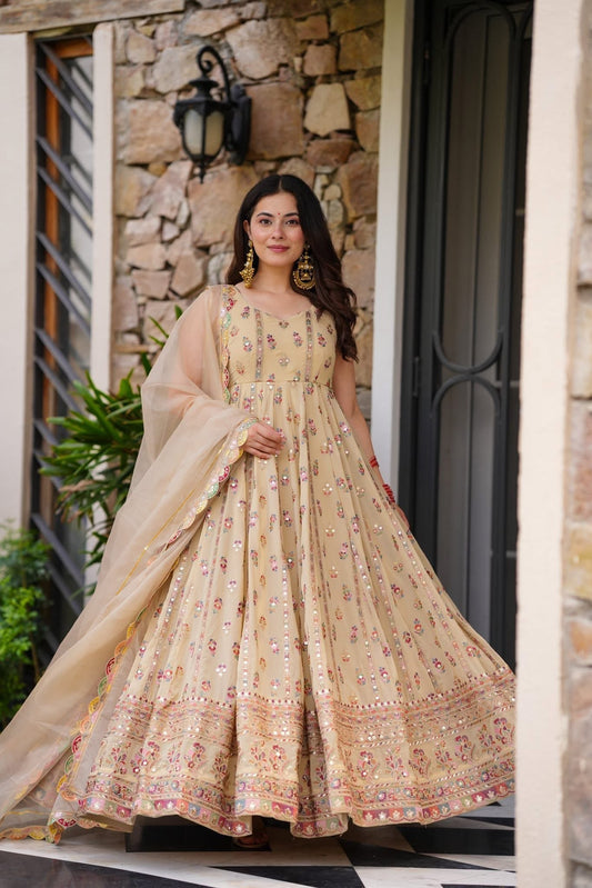 New Pastel Blossom Anarkali Set – Faux Georgette | S to XXL