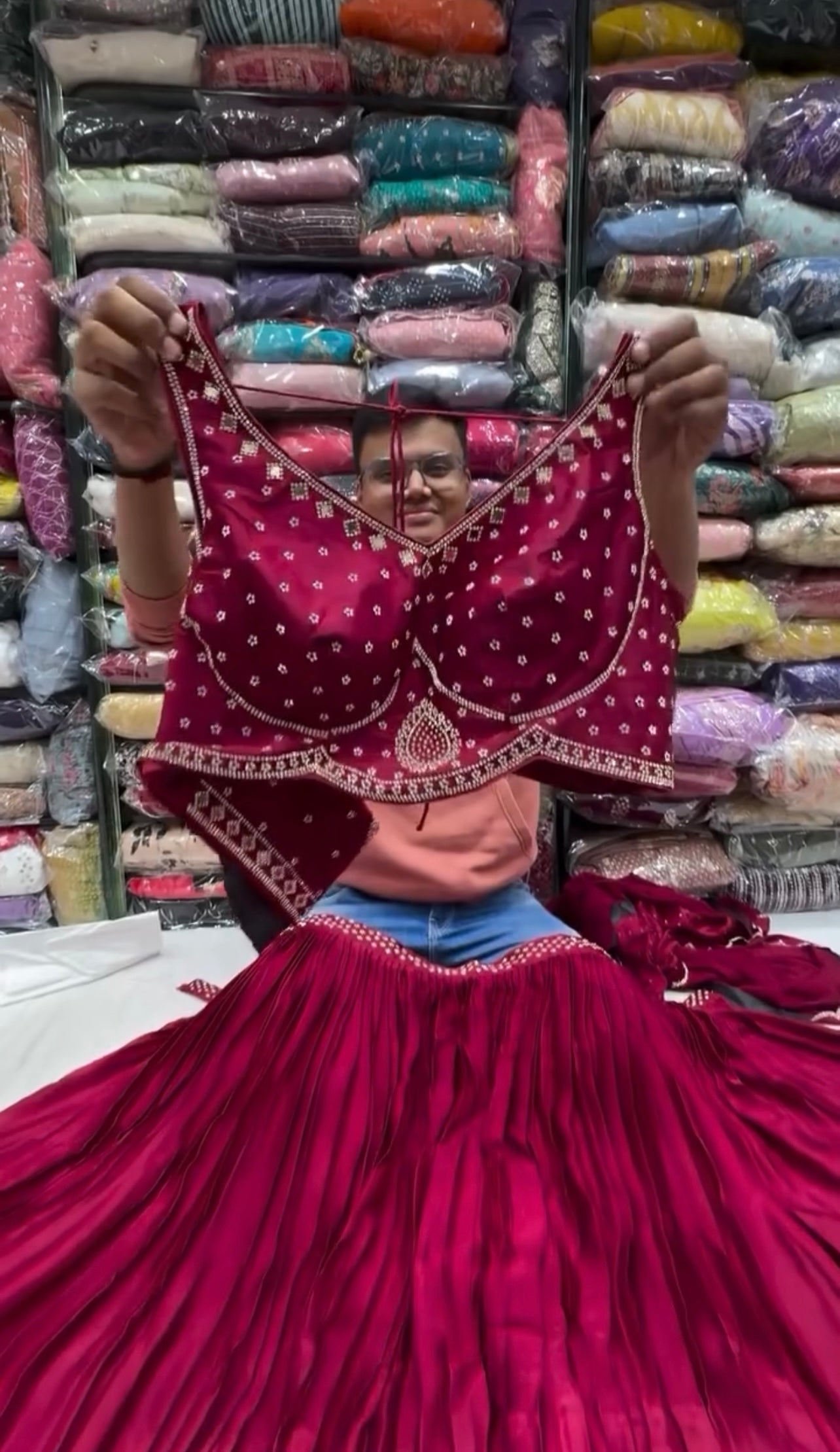 Gorgeous Satin Silk Lehenga Choli with Stone & Real Mirror Work