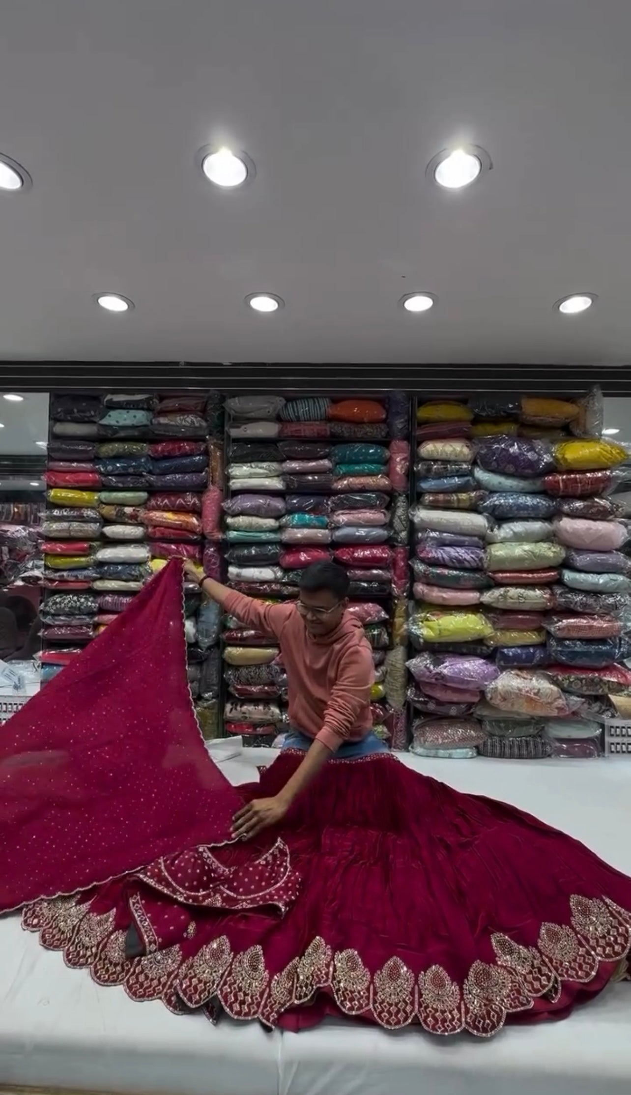 Gorgeous Satin Silk Lehenga Choli with Stone & Real Mirror Work