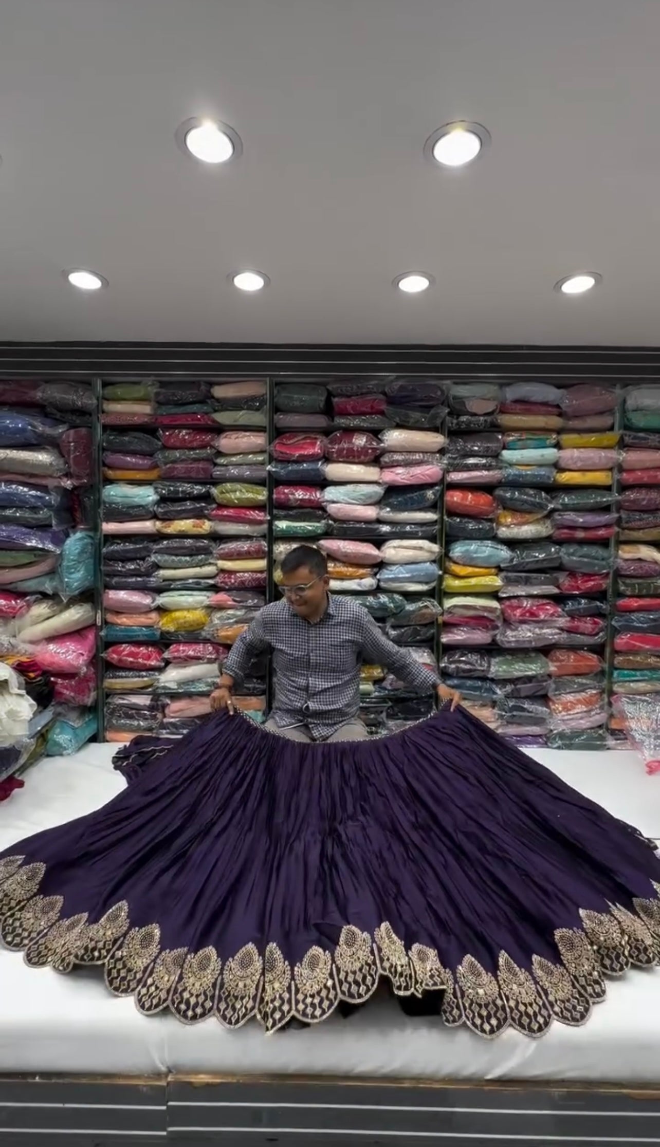 Gorgeous Satin Silk Lehenga Choli with Stone & Real Mirror Work