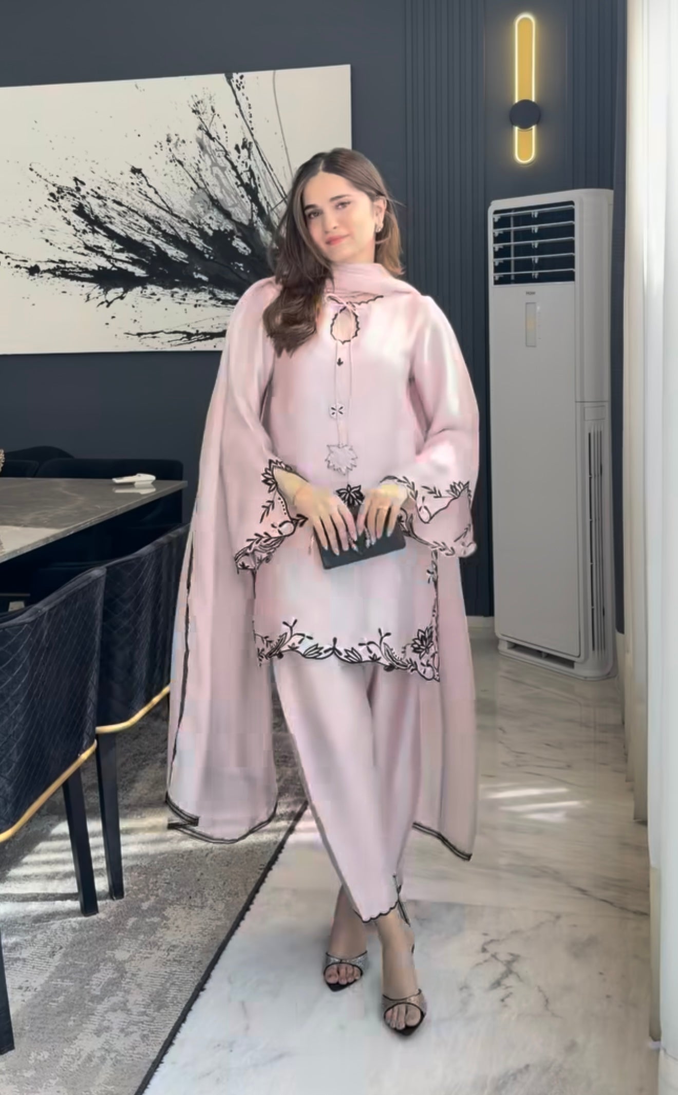Elegant pastel pink ethnic outfit look | Sharara Set For Women