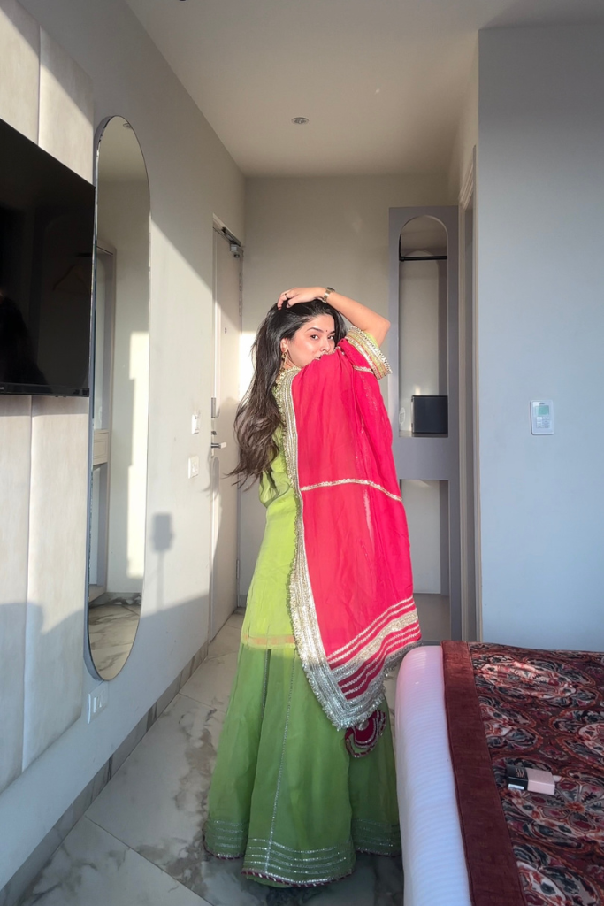 Festive Wear Parrot Color Sharara Set for Women | Wedding Guest Outfit