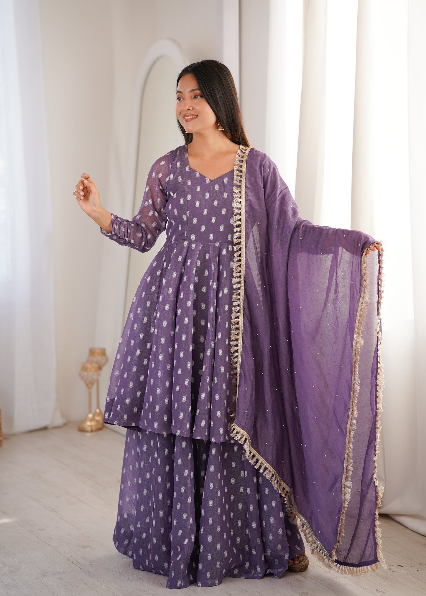 Radiant Charm: Flowing  Dress Delight | Sharara Set For Women