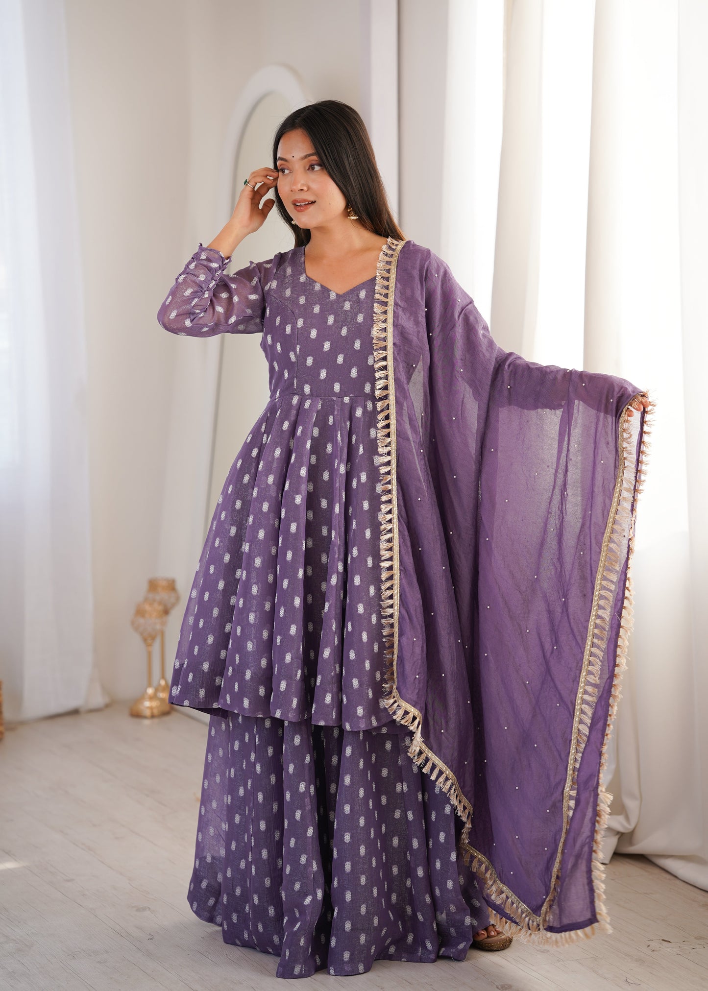 Radiant Charm: Flowing  Dress Delight | Sharara Set For Women