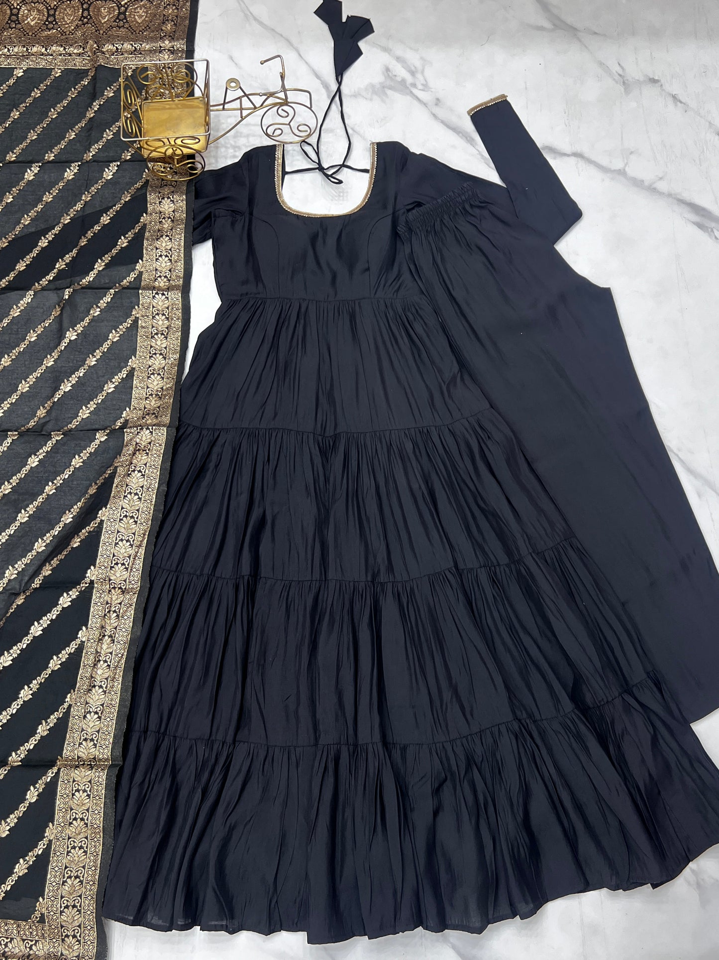 Elegant Pure Roman Silk 9 Mtr Flared Designer Anarkali Suit