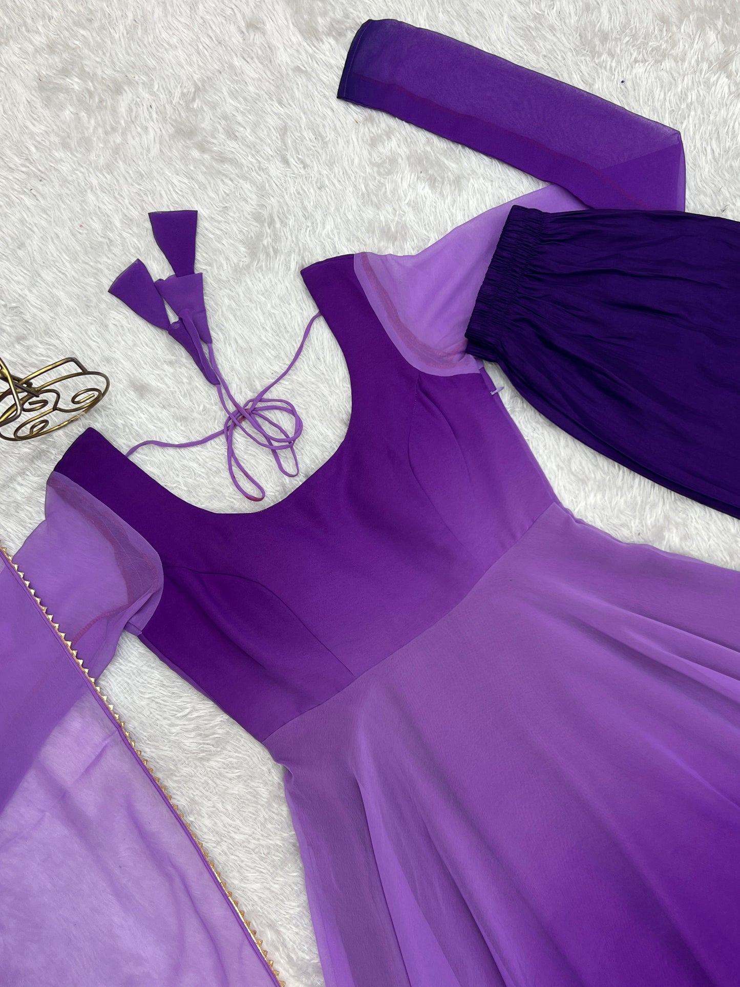 Spectacular Shaded Digital Printed Faux Georgette Anarkali Pant Suit