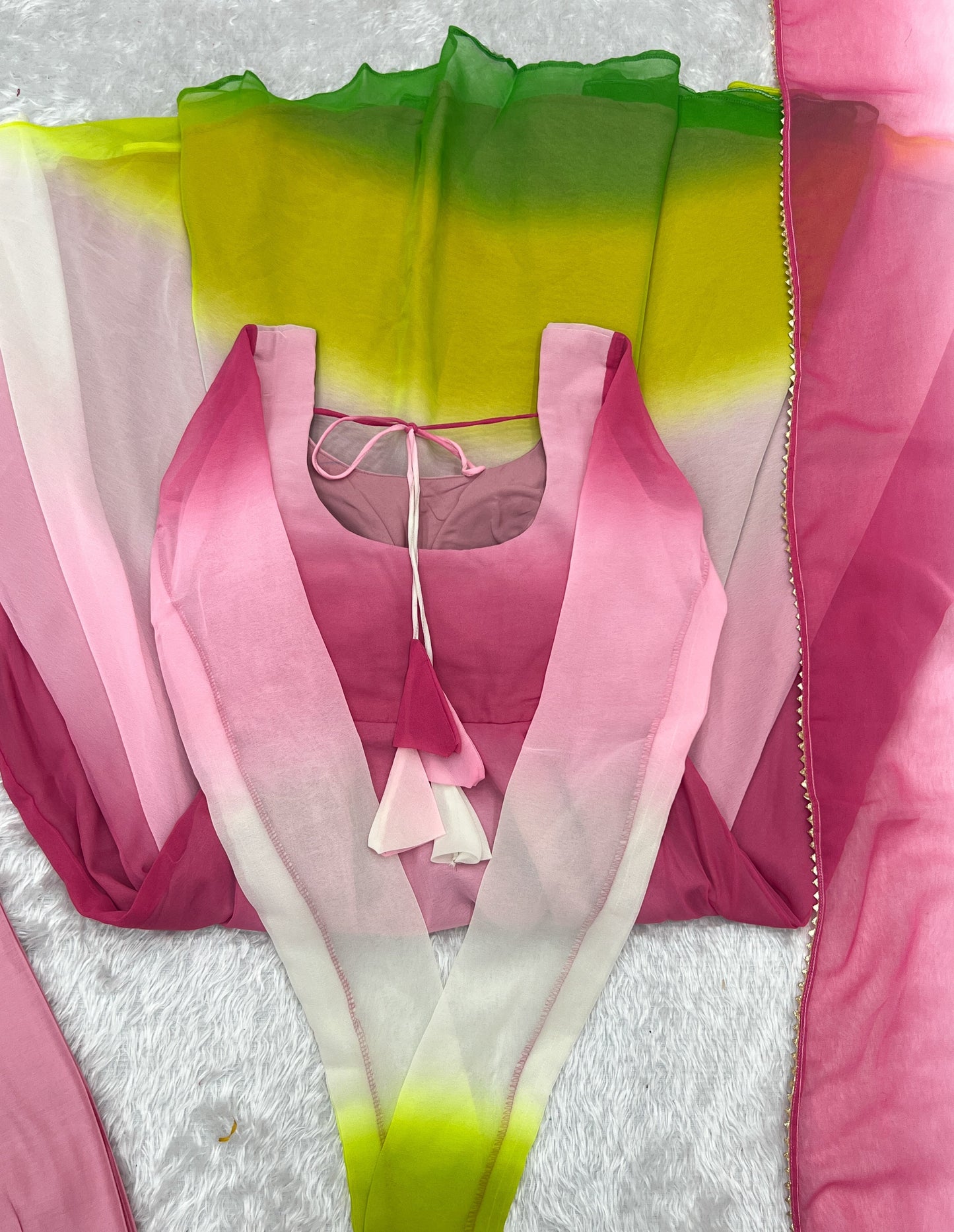 Spectacular Shaded Digital Printed Faux Georgette Anarkali Pant Suit - Ethnicwish