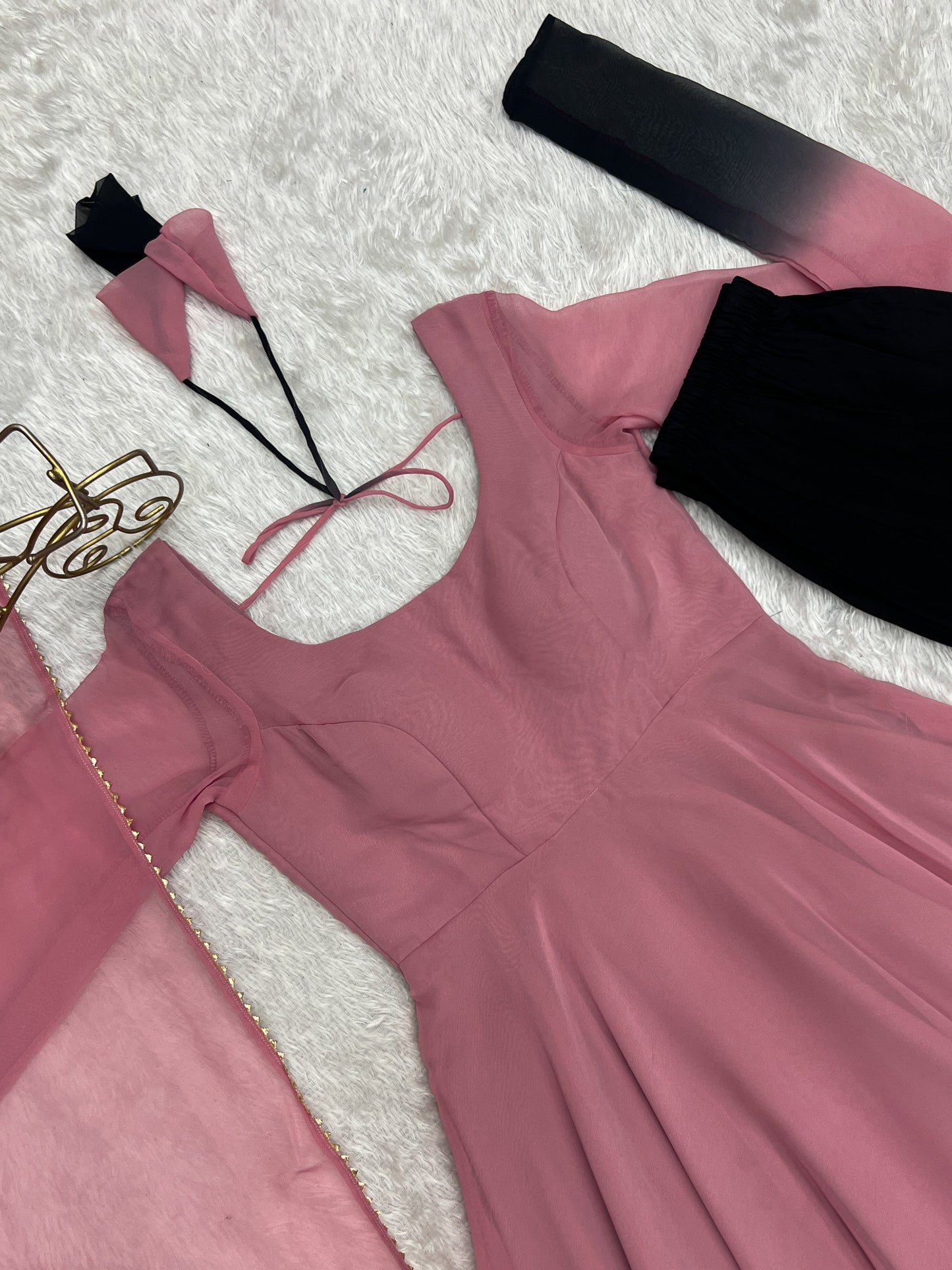 Spectacular Shaded Digital Printed Faux Georgette Anarkali Pant Suit - Ethnicwish