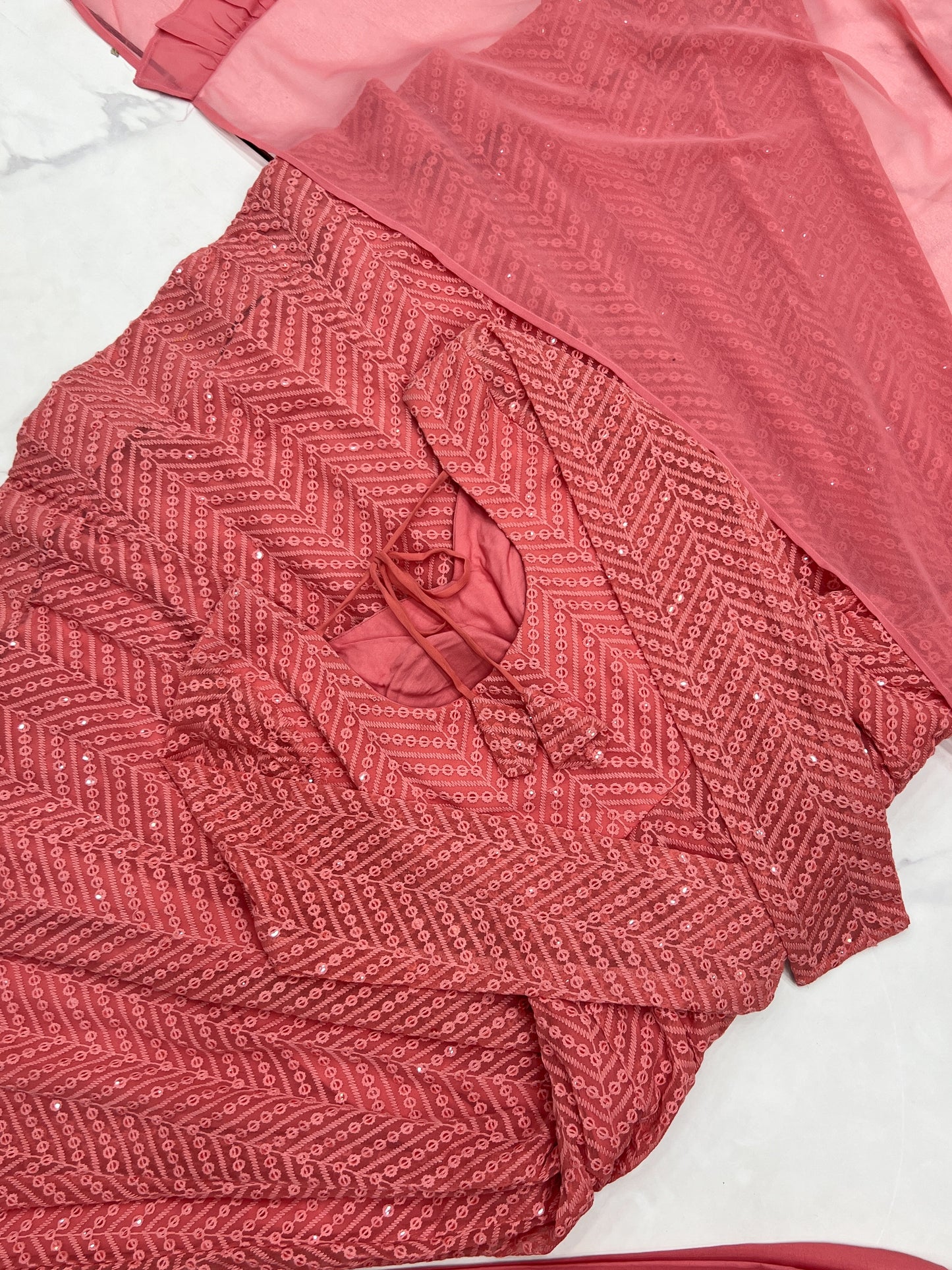 Arresting Pure Soft Georgette Lucknowi Sequins Embroidered Anarkali Pant Suit