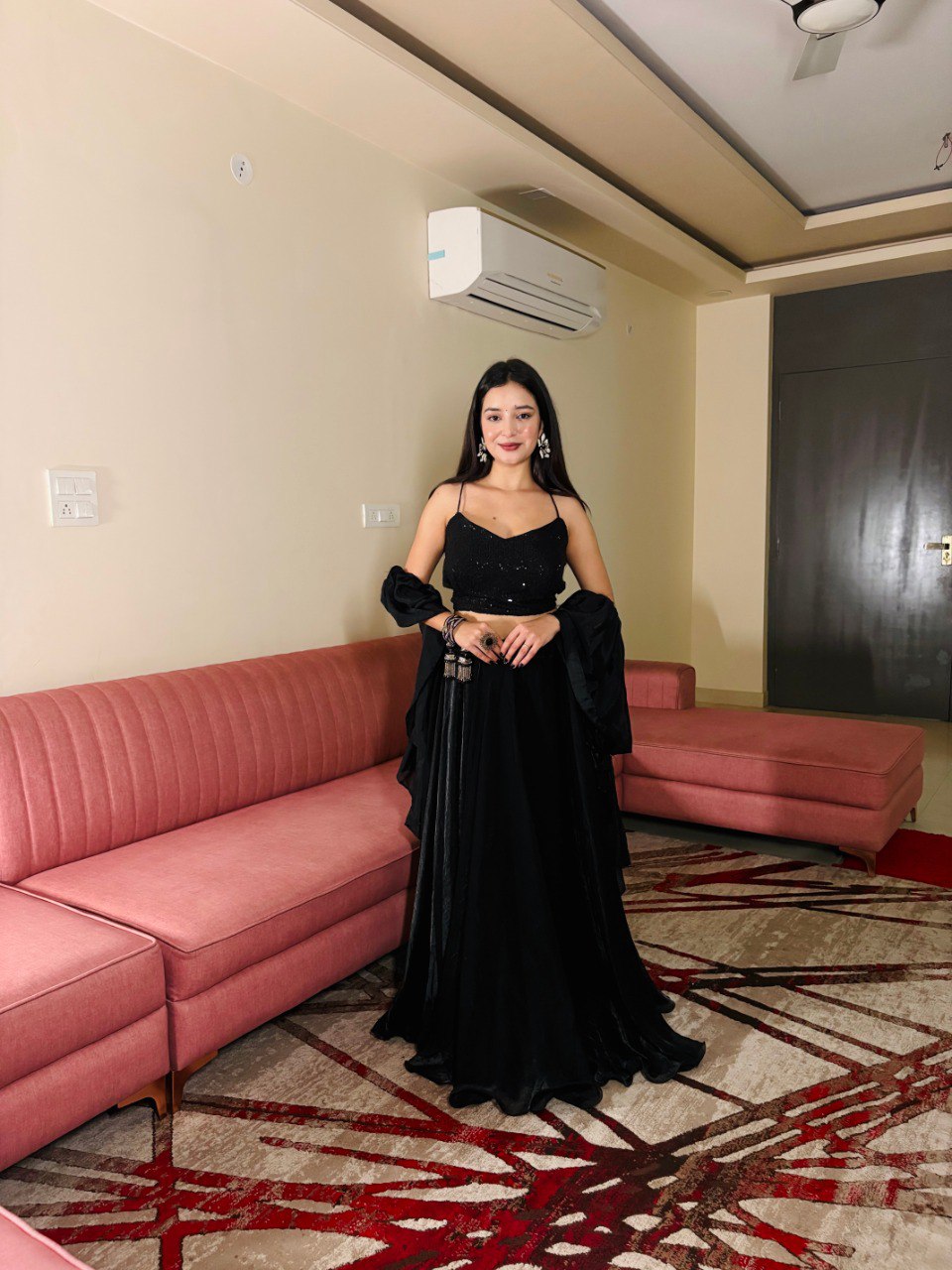 Party Wear Black Color Soft Georgette Sequence Lehenga Choli