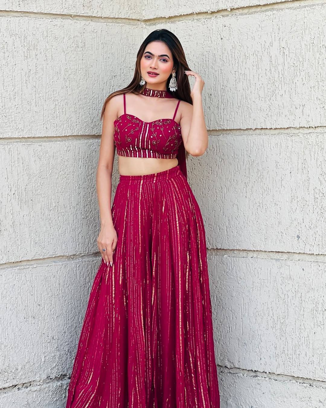 Party Wear Pink Color Faux Georgette Sequence Work Lehenga Choli