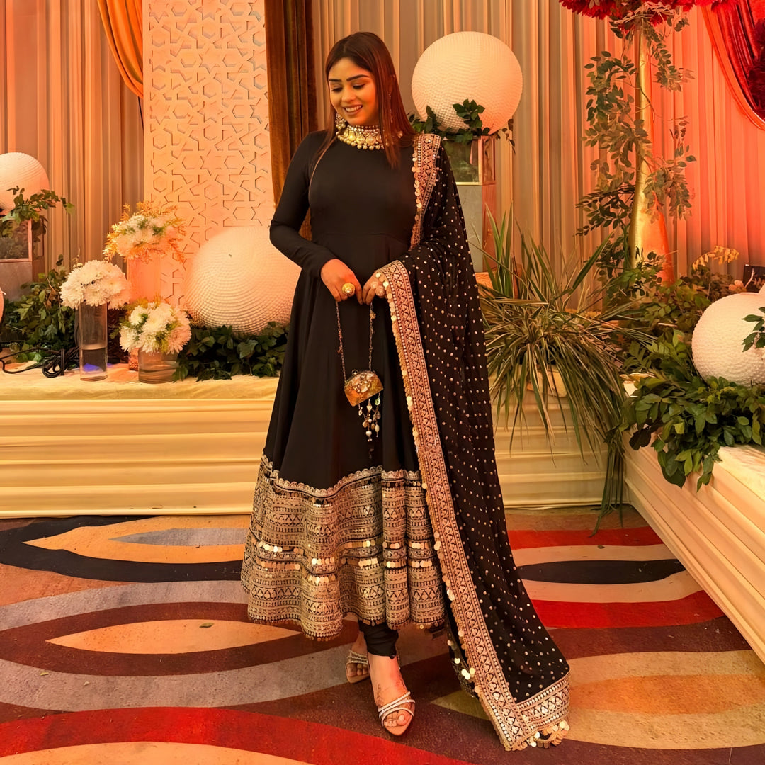 black anarkali dress Black Anarkali Suit Set