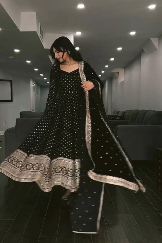 Black Sequins Work Suratikart Anarkali Suit Set
