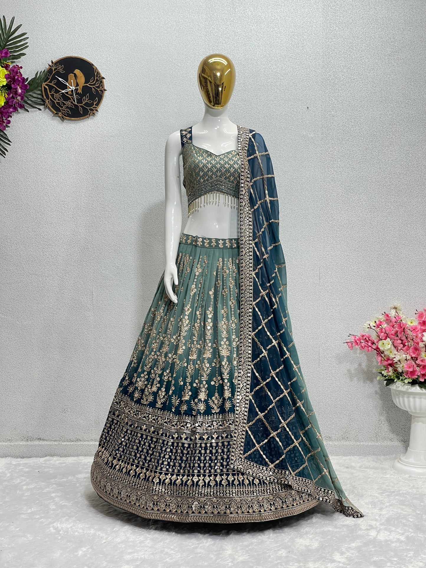 Admiring Aqua Green Color Shade Lehenga Choli