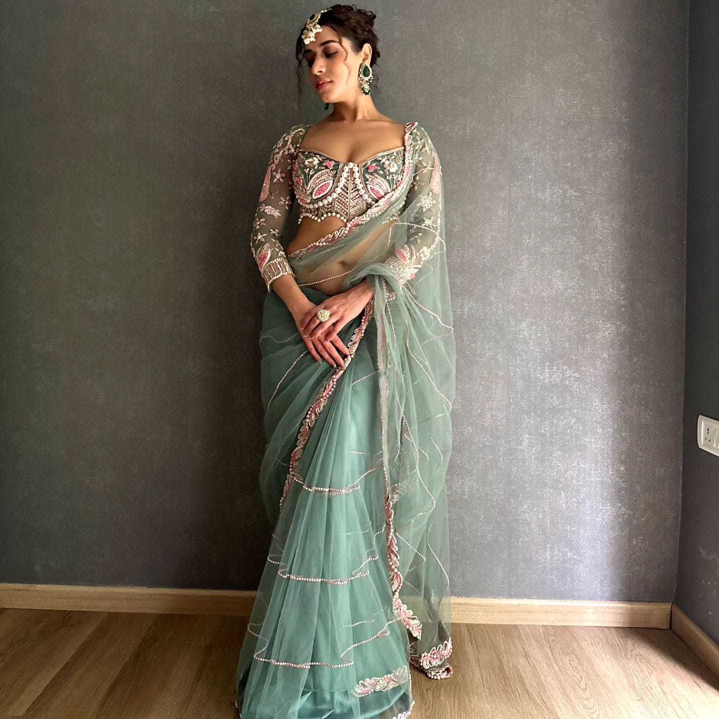 Function Wear Aqua Radiance Saree | Engagement & Party Wear