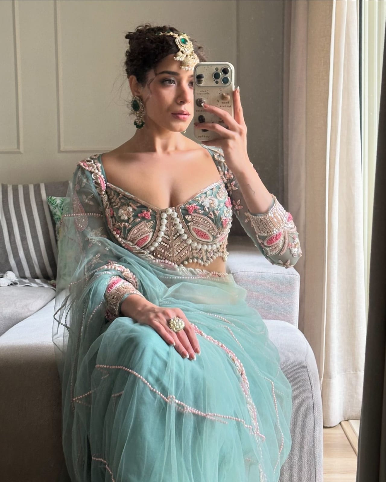 Function Wear Aqua Radiance Saree | Engagement & Party Wear