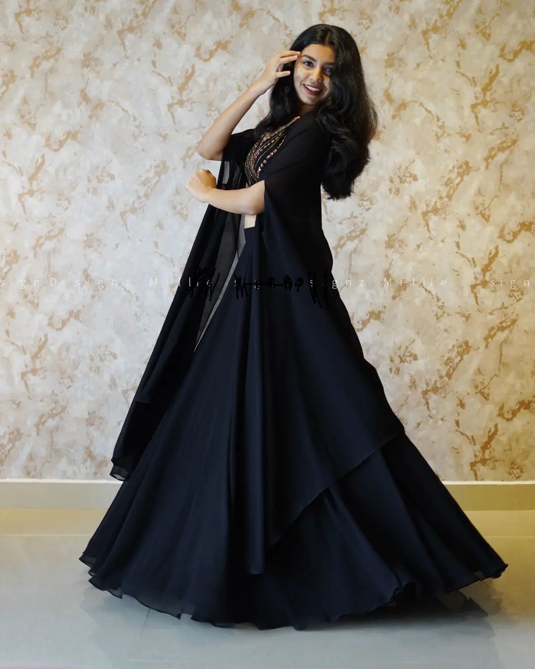 Black Color Premium Georgette With Beautiful Wiring Work Lehenga Choli