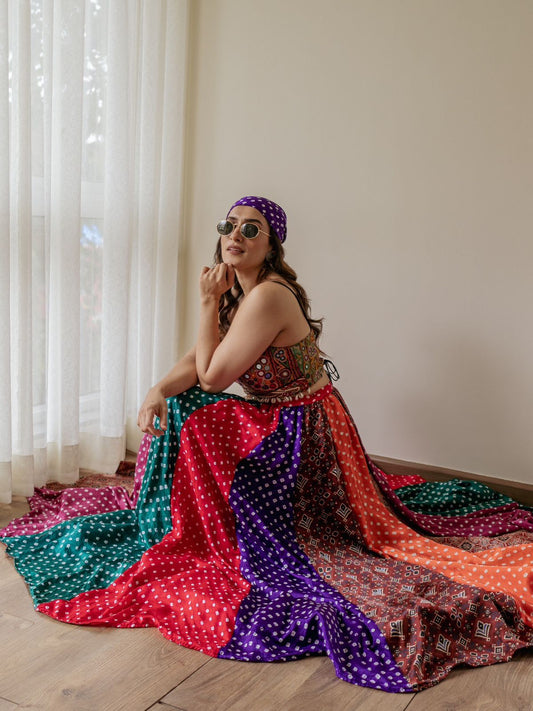 Premium Boutique Navratri Special Multicolored Faux Georgette Lehenga Choli - ETHNICDEAL