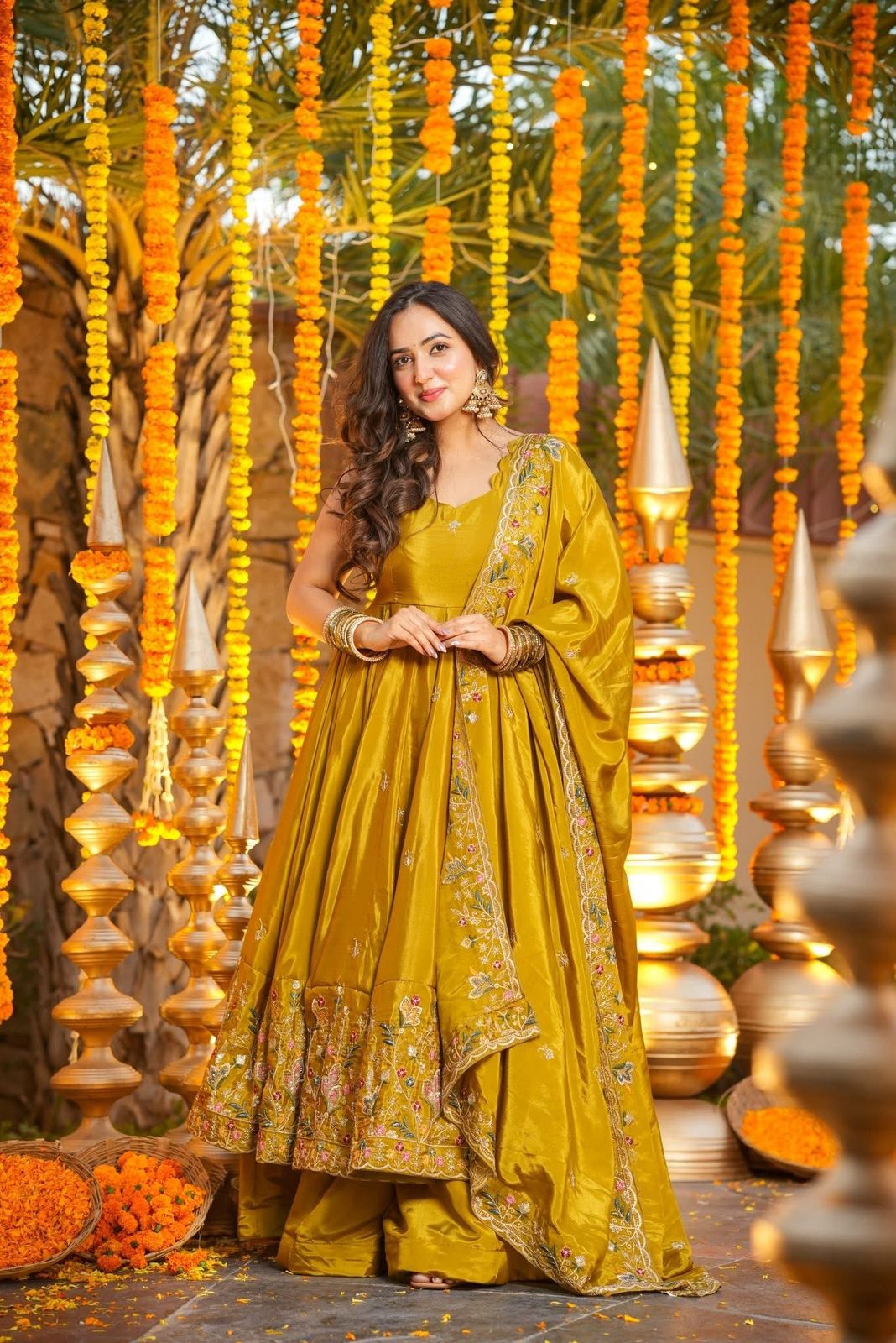 Haldi Special Millow Floral Anarkali Anarkali Suit Set | Haldi & Reception Wear Suit | Anarkali Suit For Women