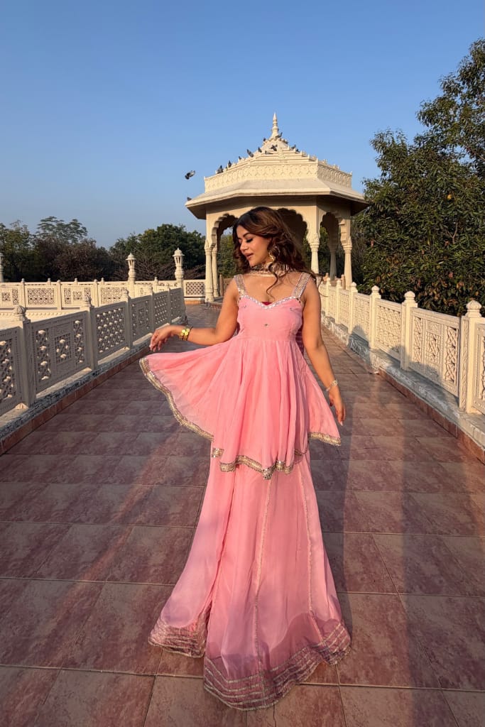 Beautiful Hand Stitched Original Mirror Work Palazzo Suit