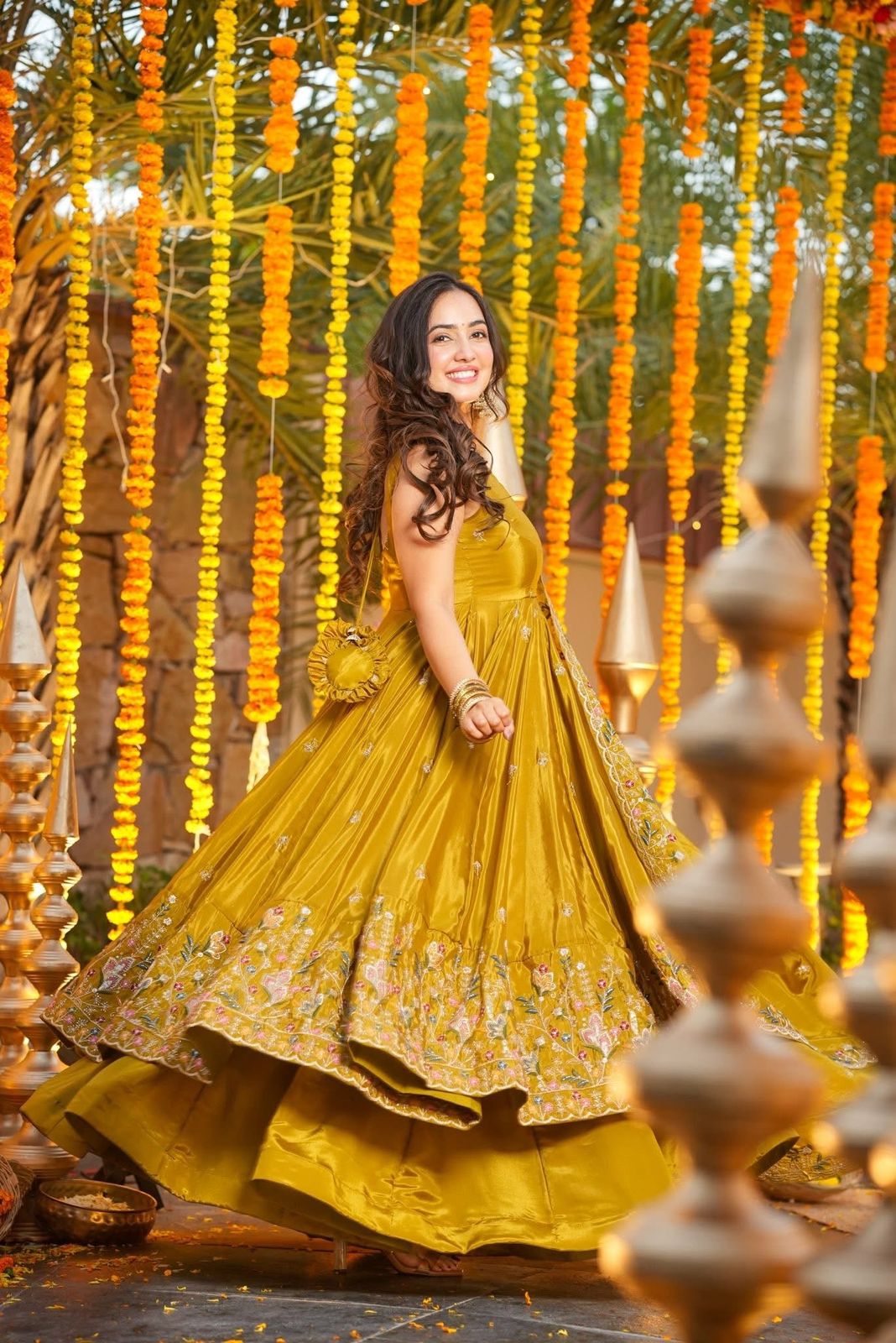 Haldi Special Millow Floral Anarkali Anarkali Suit Set | Haldi & Reception Wear Suit | Anarkali Suit For Women
