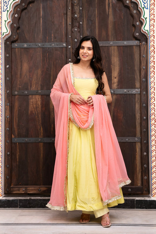 Festive Wear Yellow Anarkali Suit for Women