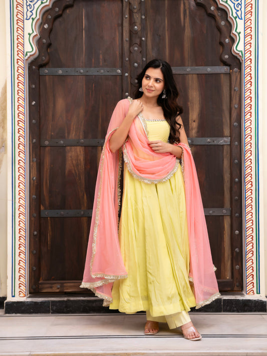 Festive Wear Yellow Anarkali Suit for Women