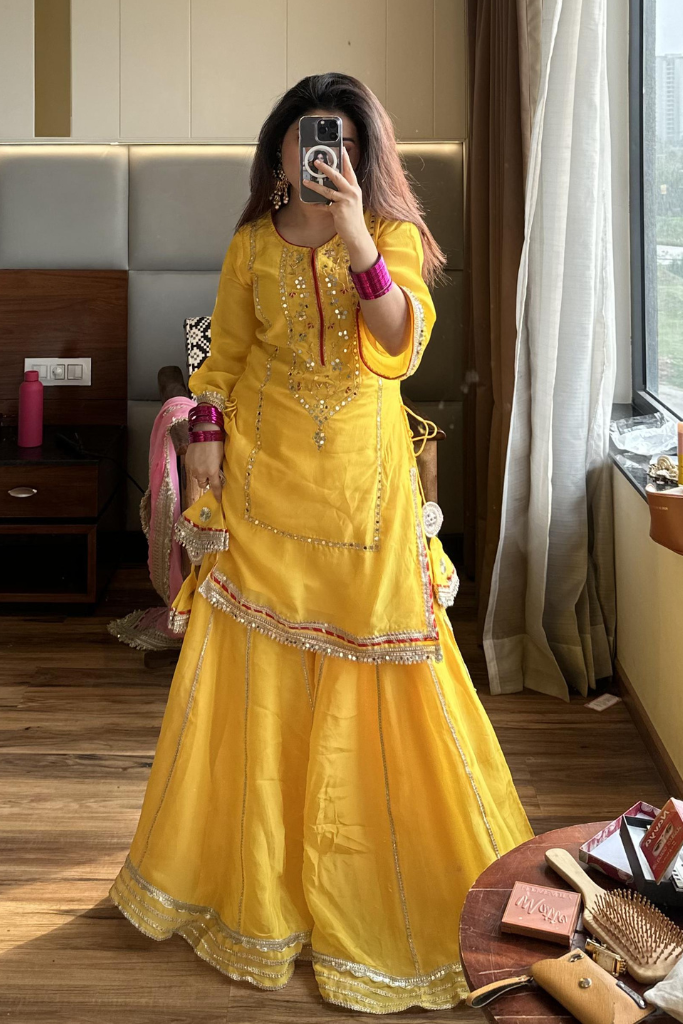 Naumya Neon Yellow Sharara Suit Set For Festive And Haldi Wear | Sharara Set For Women